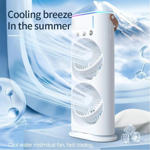 Double Ended Spray Fan, Desk Fan with Mist Spray, Travel Cooler Fan, USB Rechargeable Mini Desktop Table Cooling Fan for Office