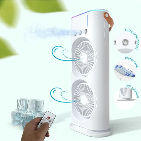 Double Ended Spray Fan, Desk Fan with Mist Spray, Travel Cooler Fan, USB Rechargeable Mini Desktop Table Cooling Fan for Office