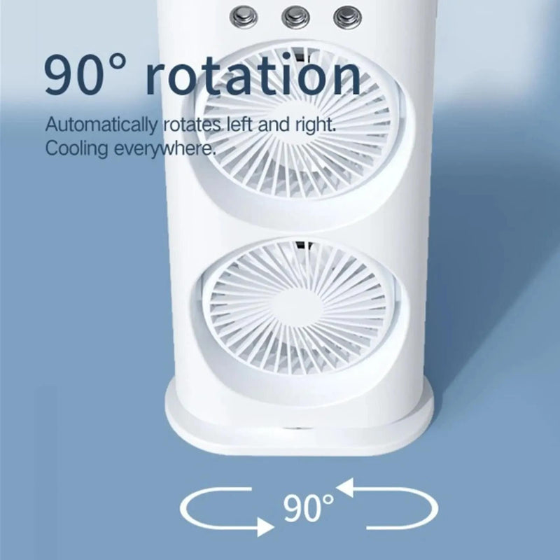 Double Ended Spray Fan, Desk Fan with Mist Spray, Travel Cooler Fan, USB Rechargeable Mini Desktop Table Cooling Fan for Office